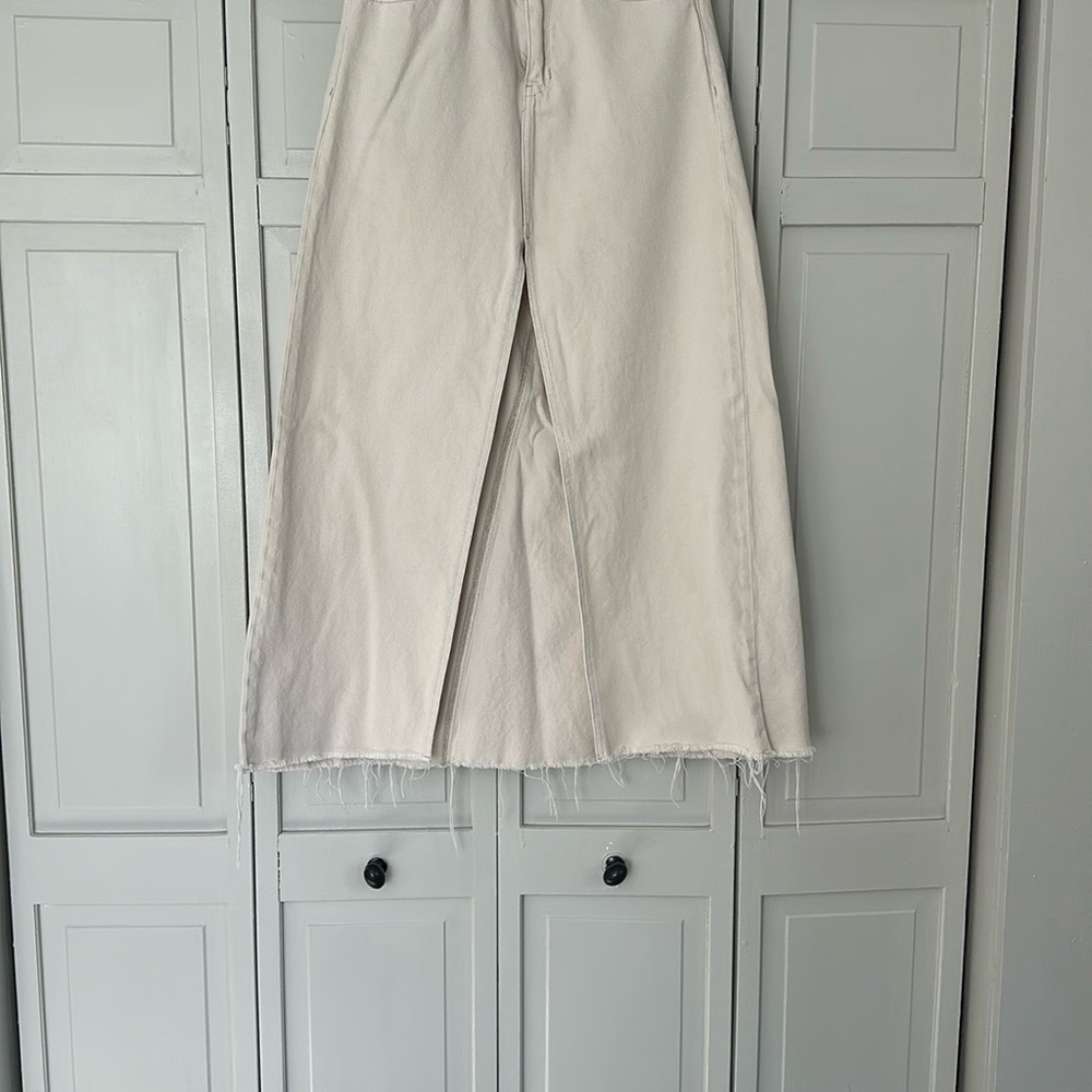 Women's Cream Denim Maxi Skirt - Picture 7 of 7
